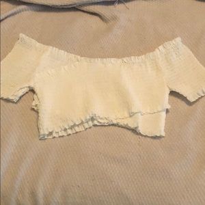 White Off the Shoulder Crop Top